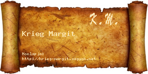 Krieg Margit névjegykártya